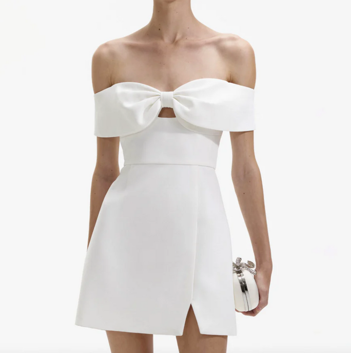 Self-Portrait Off-the-Shoulder Bow Mini Dress