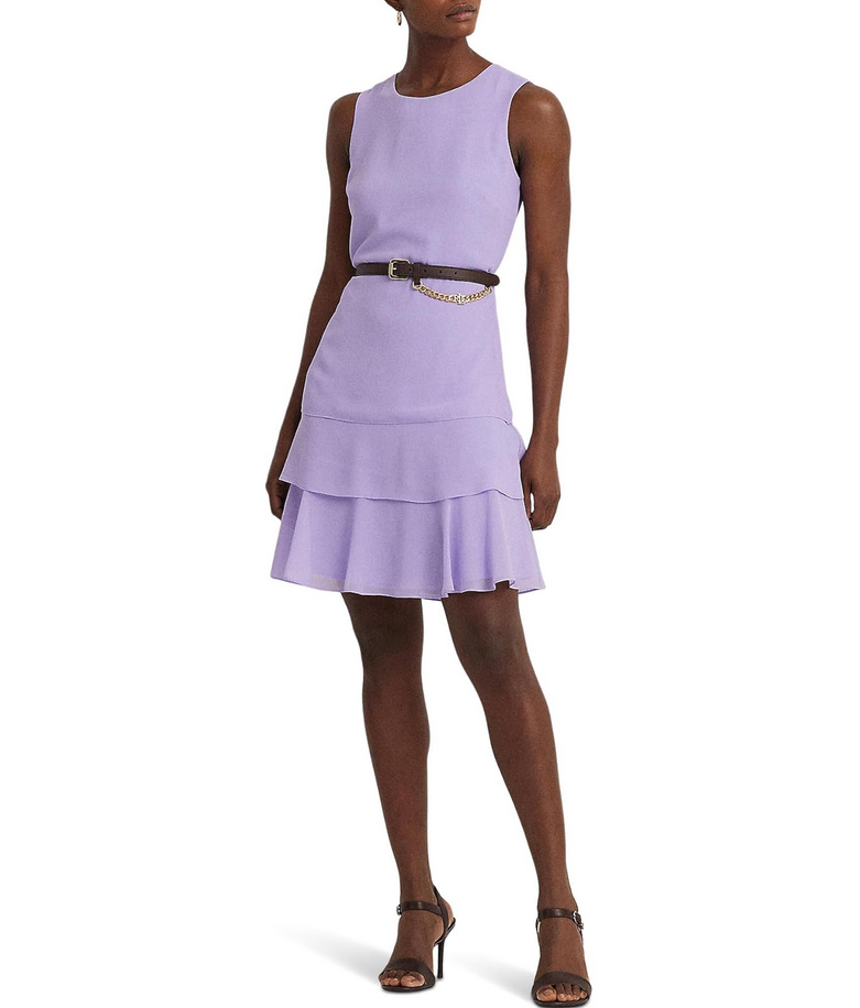 LAUREN RALPH LAUREN Crinkle Georgette Shift Dress