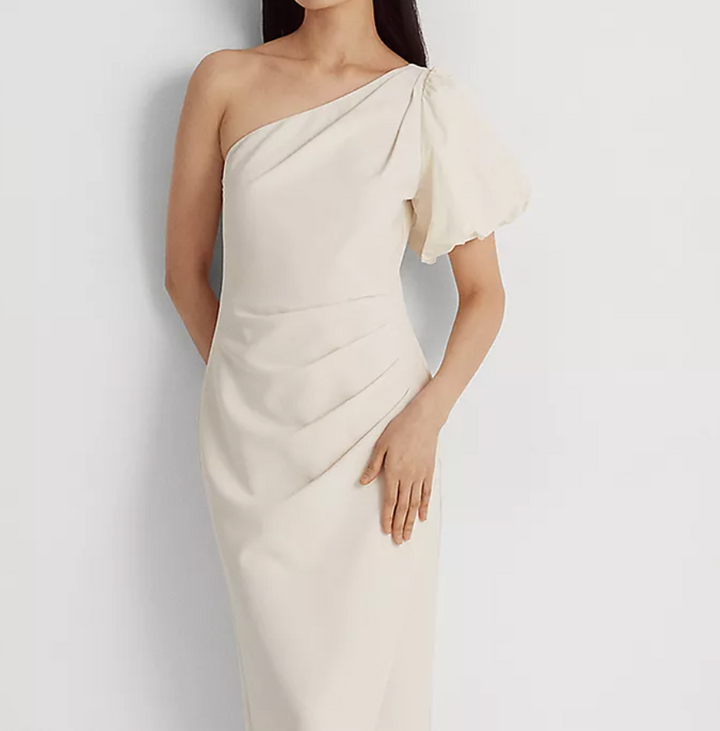 LAUREN RALPH LAUREN One-Shoulder Crepe Cocktail Dress