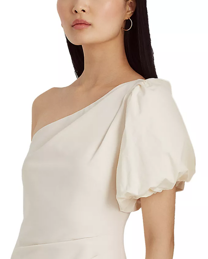 LAUREN RALPH LAUREN One-Shoulder Crepe Cocktail Dress