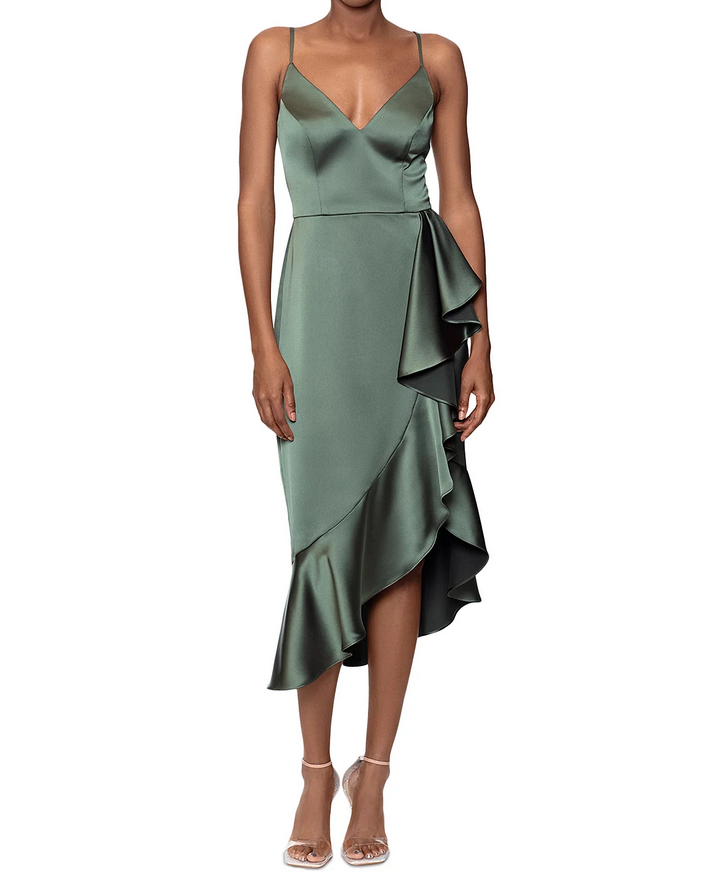 AQUA Ruffled Midi Dress