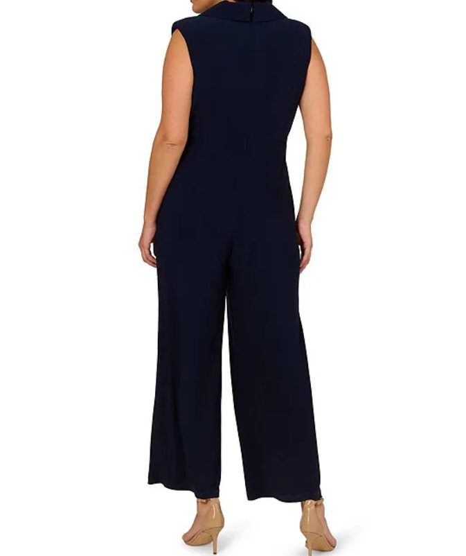 Adrianna Papell Sleeveless V-Neck Embellished Waist Jumpsuit