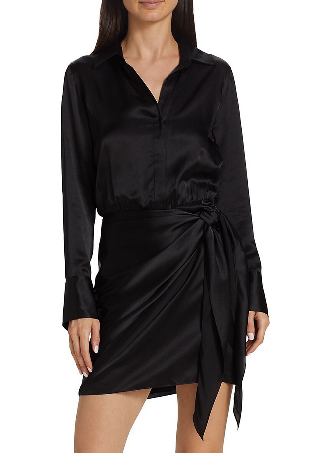 L'AGENCE Atlas Wrap Front Silk Dress