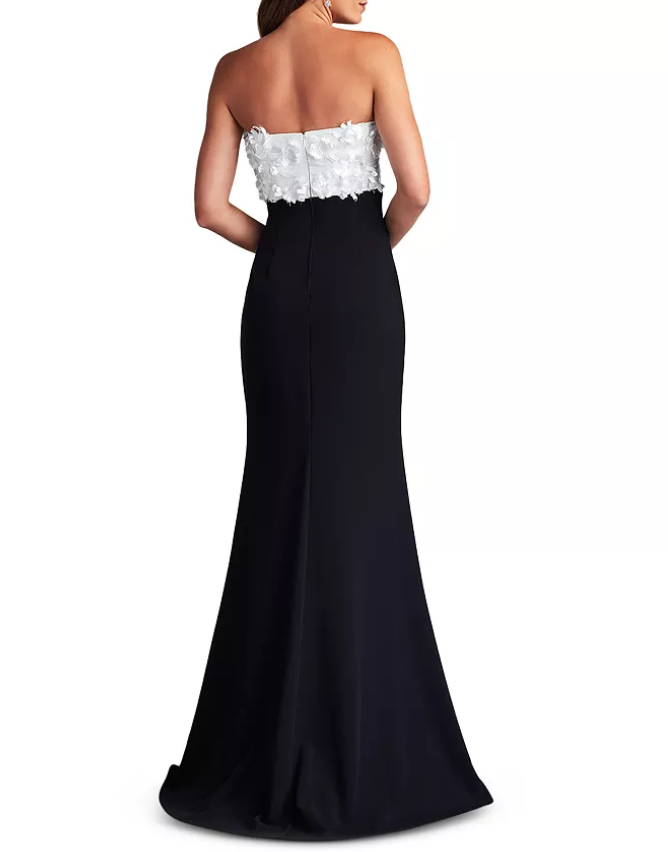 Tadashi Shoji 3D Floral Appliqué-Bodice Gown