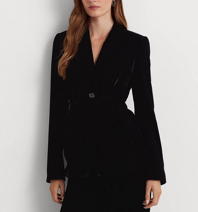 Lauren Ralph Lauren Belted Velvet Blazer