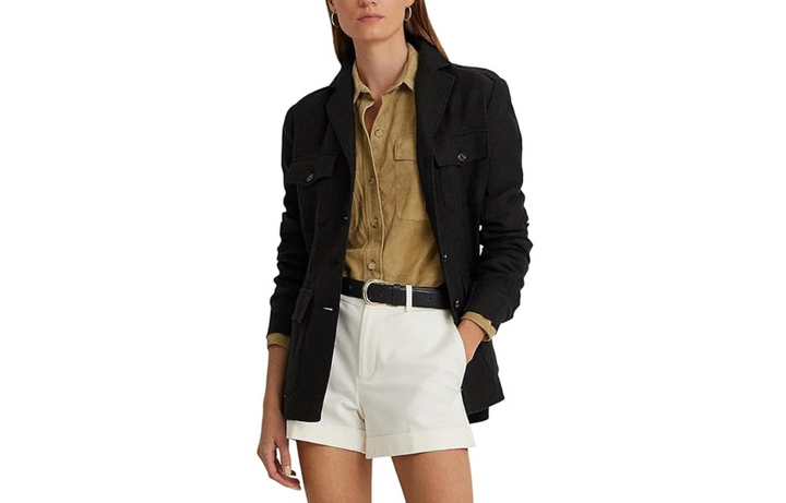 Lauren Ralph Lauren Belted Cotton-Linen Herringbone Jacket