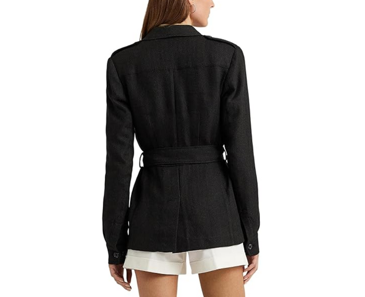 Lauren Ralph Lauren Belted Cotton-Linen Herringbone Jacket