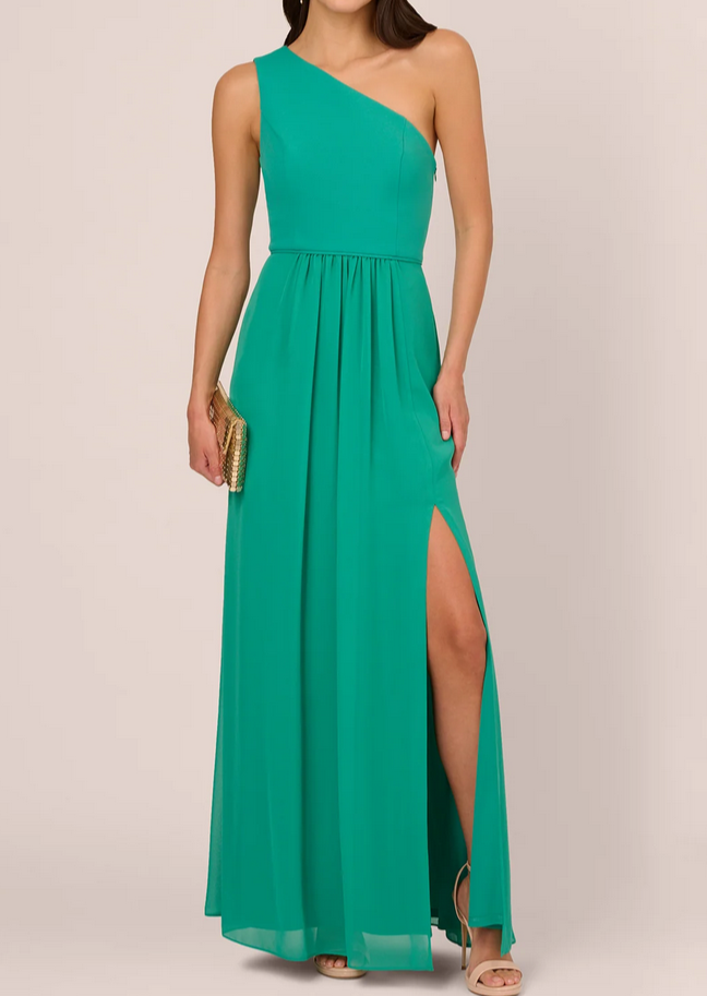 Adrianna Papell One-Shoulder Chiffon Gown