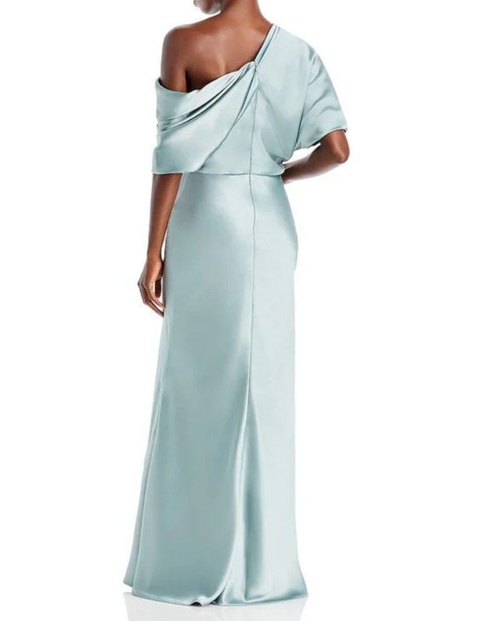 Amsale Draped Satin One Shoulder Dress