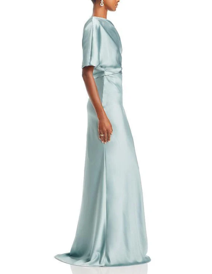 Amsale Draped Satin One Shoulder Dress