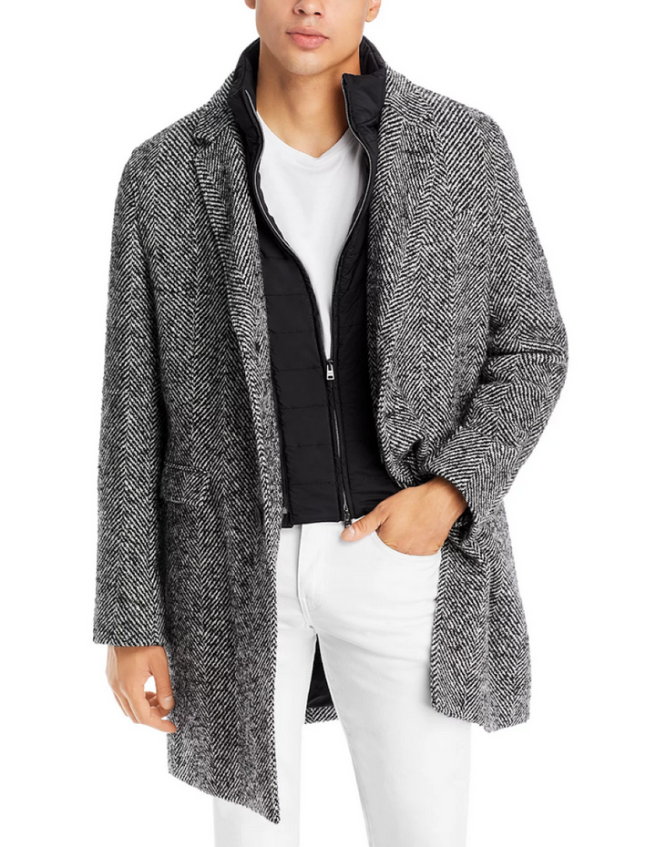 Herno Herringbone Layered Coat