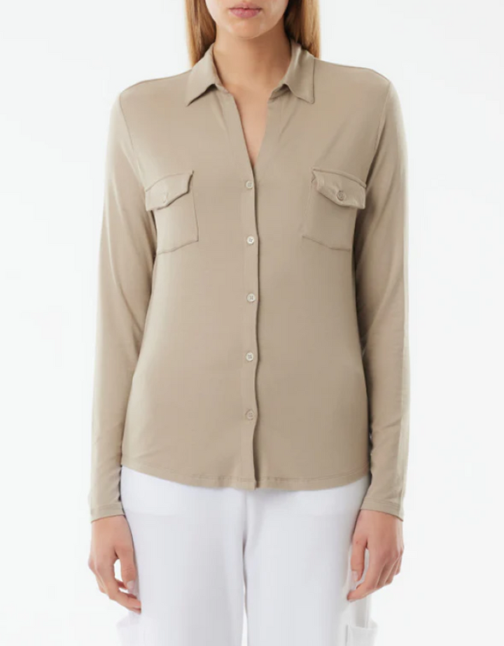 Majestic Filatures Point Collar Button Front Shirt