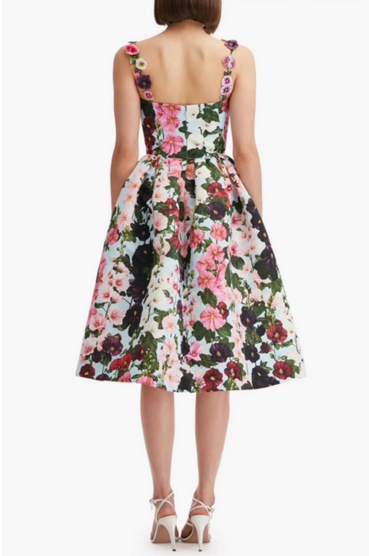 Oscar de la Renta Floral Embellished Strap Dress