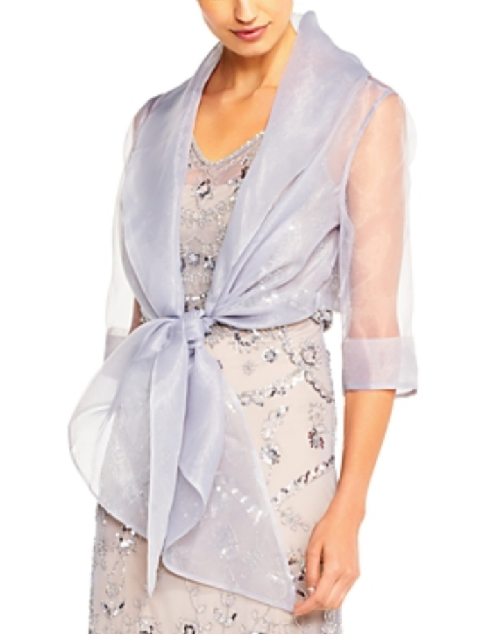 Adrianna Papell Organza Tie Front Wrap Jacket