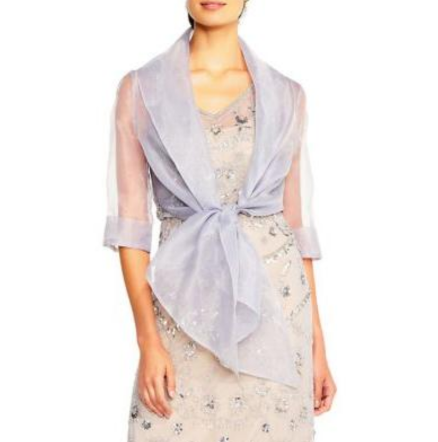 Adrianna Papell Organza Tie Front Wrap Jacket