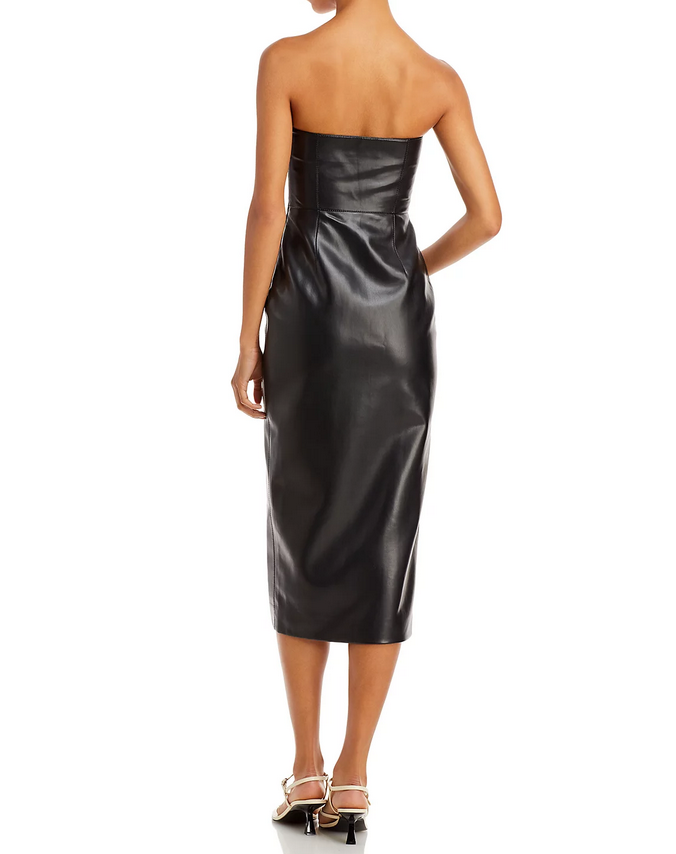 Aleksandre Akhalkatsishvili Lace Up Faux Leather Midi Dress