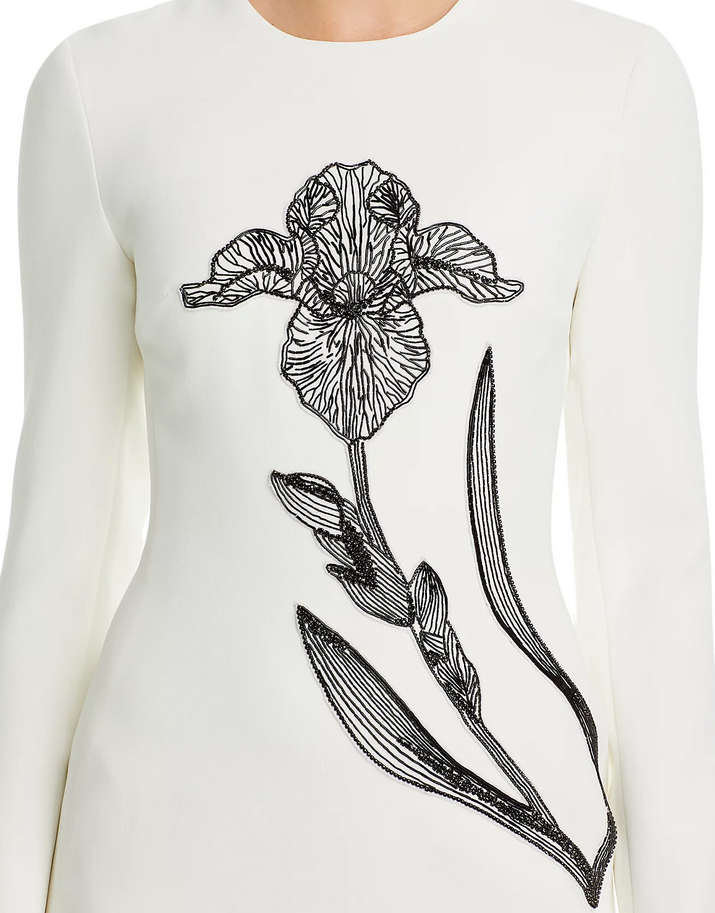 David Koma Iris Crystal Embellished Long Sleeve Mini Dress