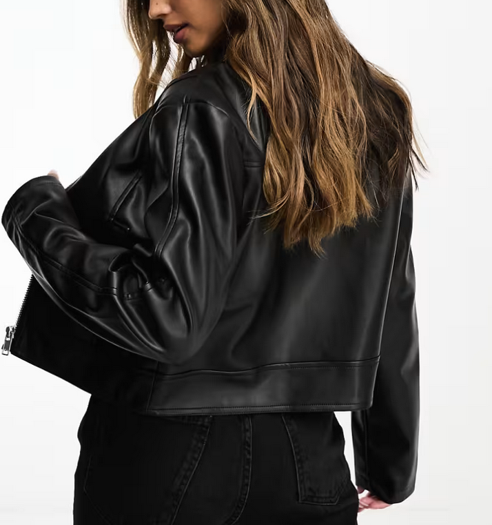 ASOS DESIGN Faux Leather Moto Biker Jacket