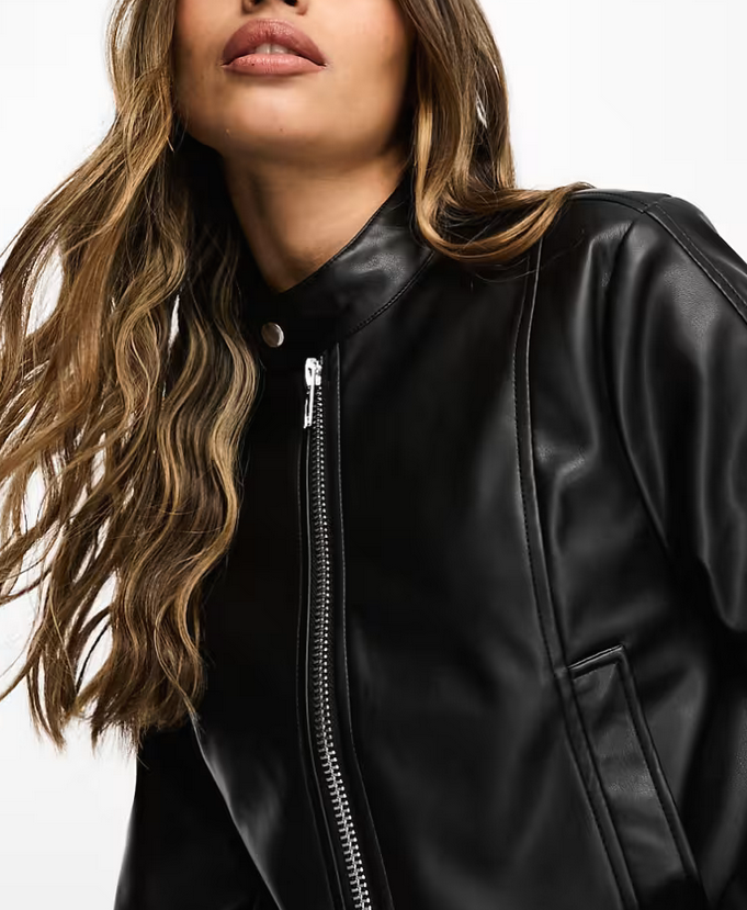 ASOS DESIGN Faux Leather Moto Biker Jacket