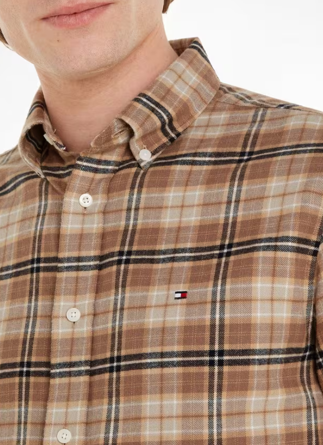 Tommy Hilfiger MEN Regular-Fit Brushed Plaid Shirt