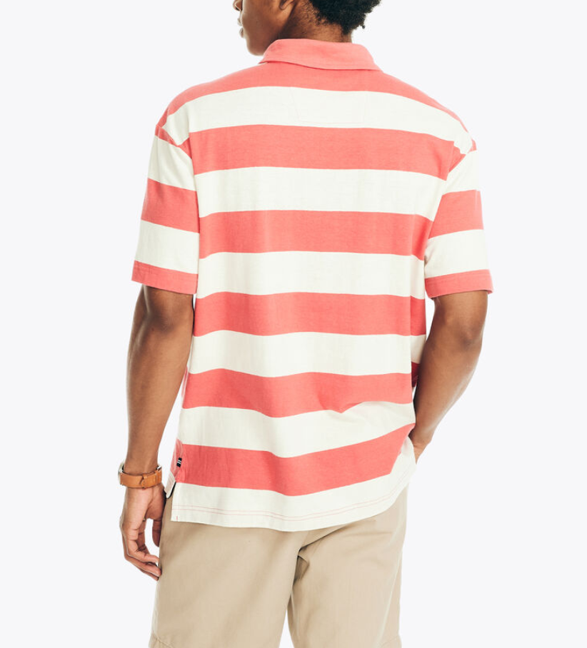 Nautica MEN Sustainably Crafted Hemp Blend Striped Polo