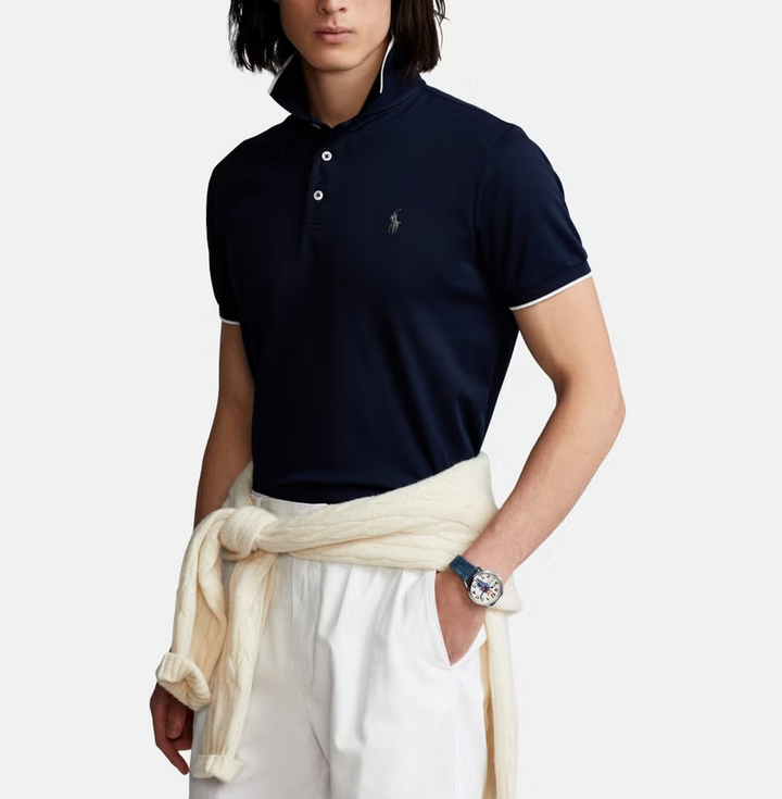 POLO Ralph Lauren MEN Cotton Blend Tipped Birdseye Custom Slim Fit Polo Shirt