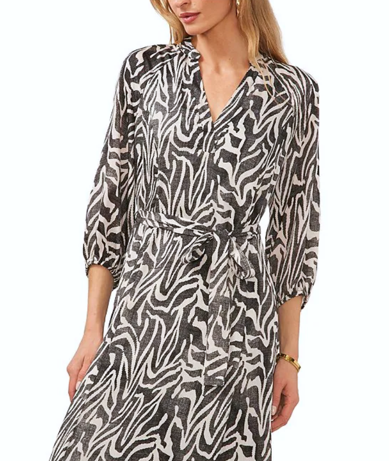 VINCE CAMUTO Long Sleeve Floral Print Dress