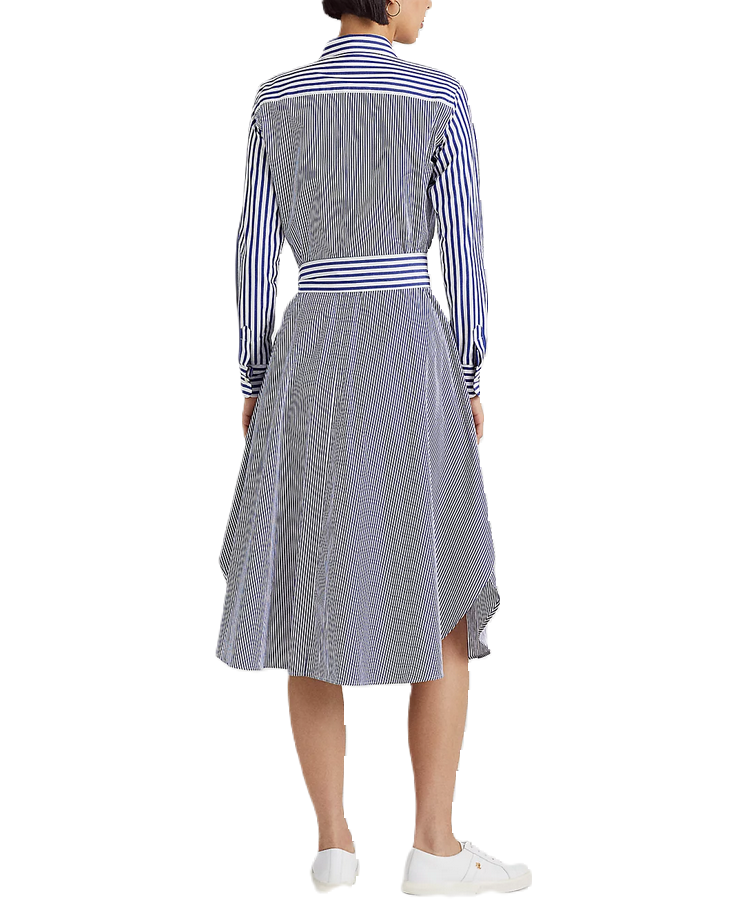 LAUREN RALPH LAUREN Striped Cotton Broadcloth Shirtdress