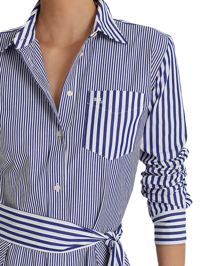 LAUREN RALPH LAUREN Striped Cotton Broadcloth Shirtdress