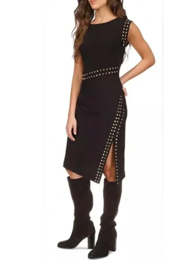 MICHAEL MICHAEL KORS Petite Astor Studded Side-Slit Midi Dress