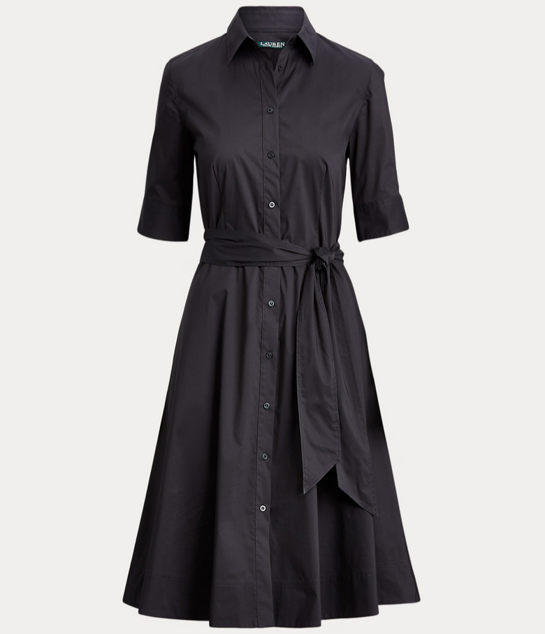 LAUREN RALPH LAUREN Belted Cotton-Blend Shirtdress