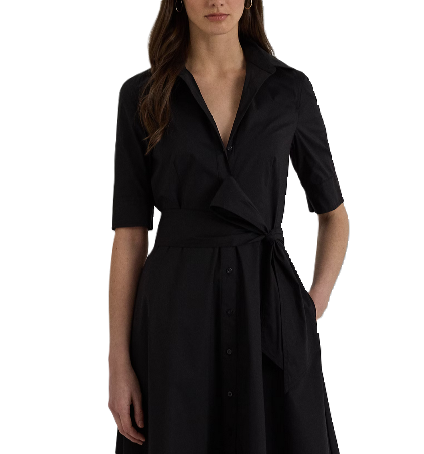 LAUREN RALPH LAUREN Belted Cotton-Blend Shirtdress