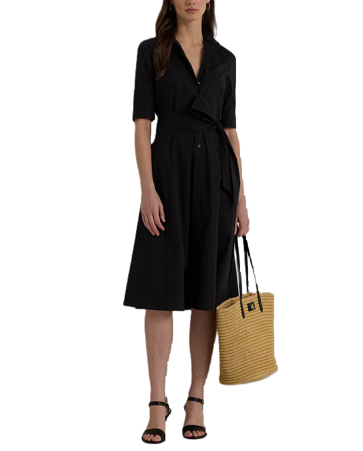 LAUREN RALPH LAUREN Belted Cotton-Blend Shirtdress