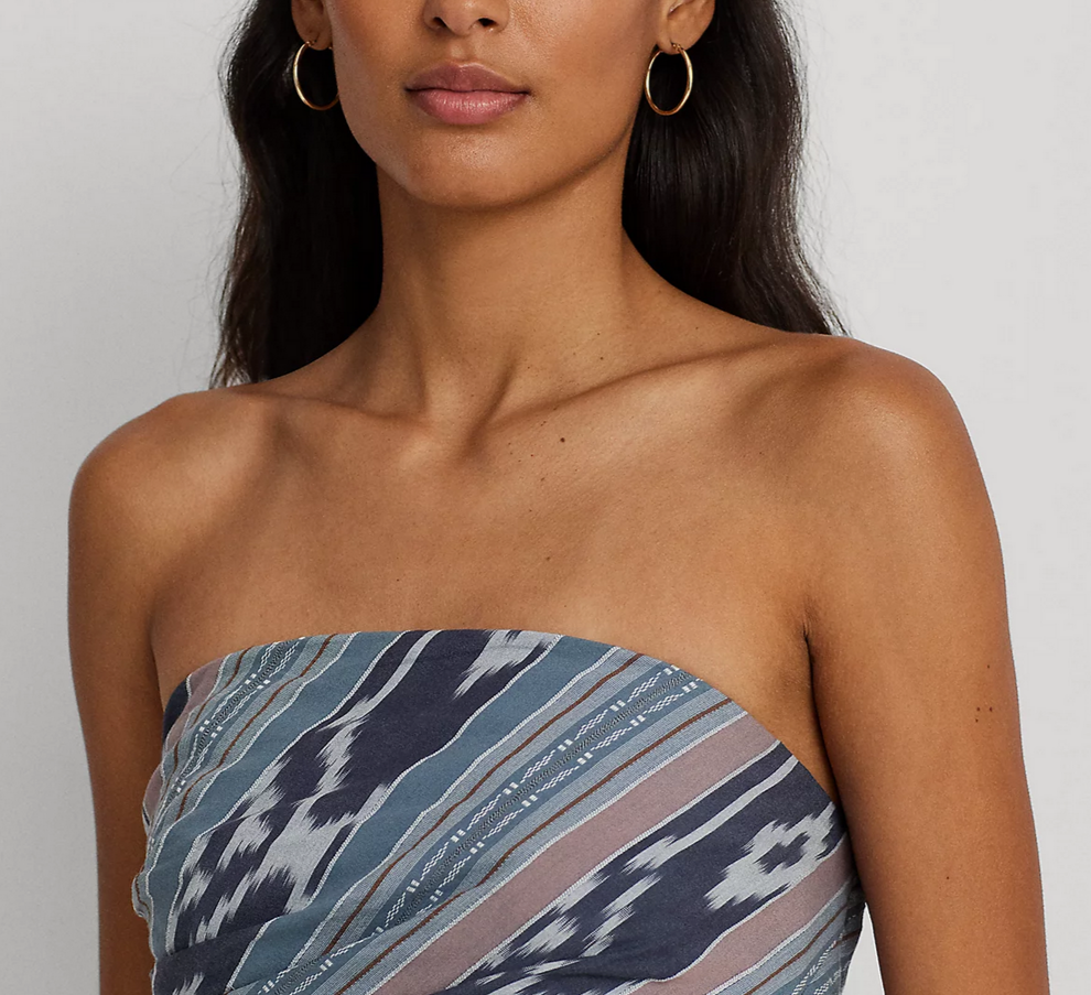 LAUREN RALPH LAUREN Cotton Printed Strapless Top