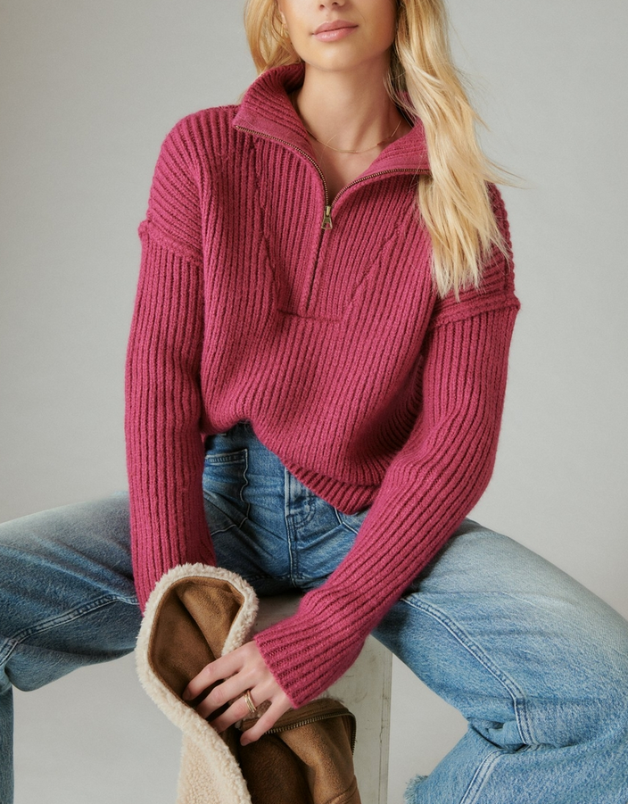 Lucky Brand Half-Zip Knit Pullover Sweater