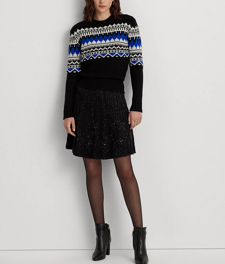 LAUREN RALPH LAUREN Fair Isle Wool-Blend Crewneck Sweater