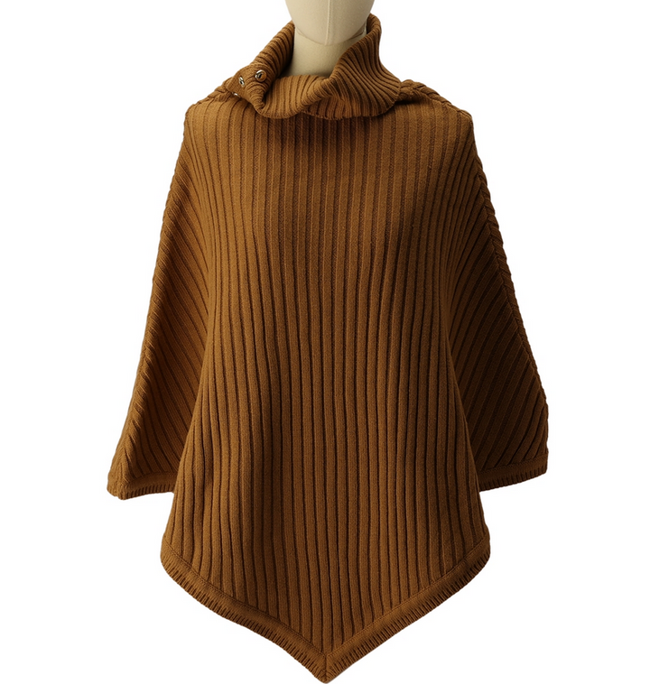 MICHAEL MICHAEL KORS Wide-Rib Button Turtleneck Poncho