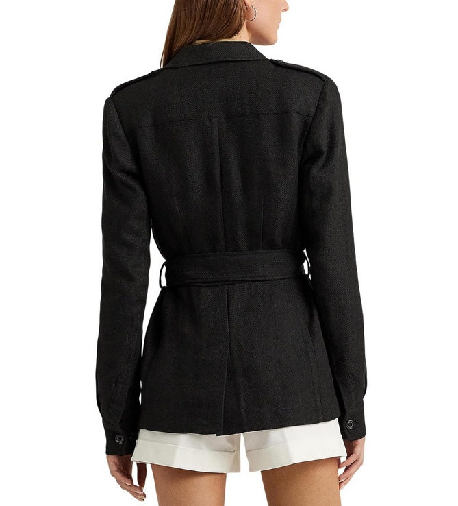 Lauren Ralph Lauren Belted Cotton-Linen Herringbone Jacket