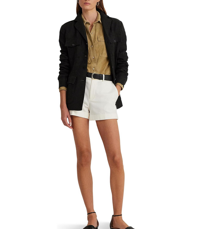 Lauren Ralph Lauren Belted Cotton-Linen Herringbone Jacket