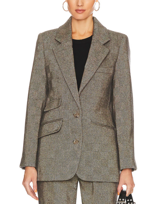 Anine Bing Raquelle Herringbone Check Blazer