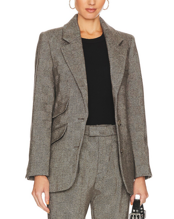 Anine Bing Raquelle Herringbone Check Blazer