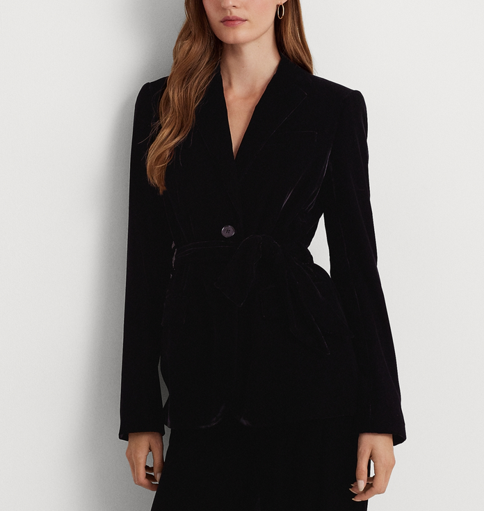 Lauren Ralph Lauren Belted Velvet Blazer