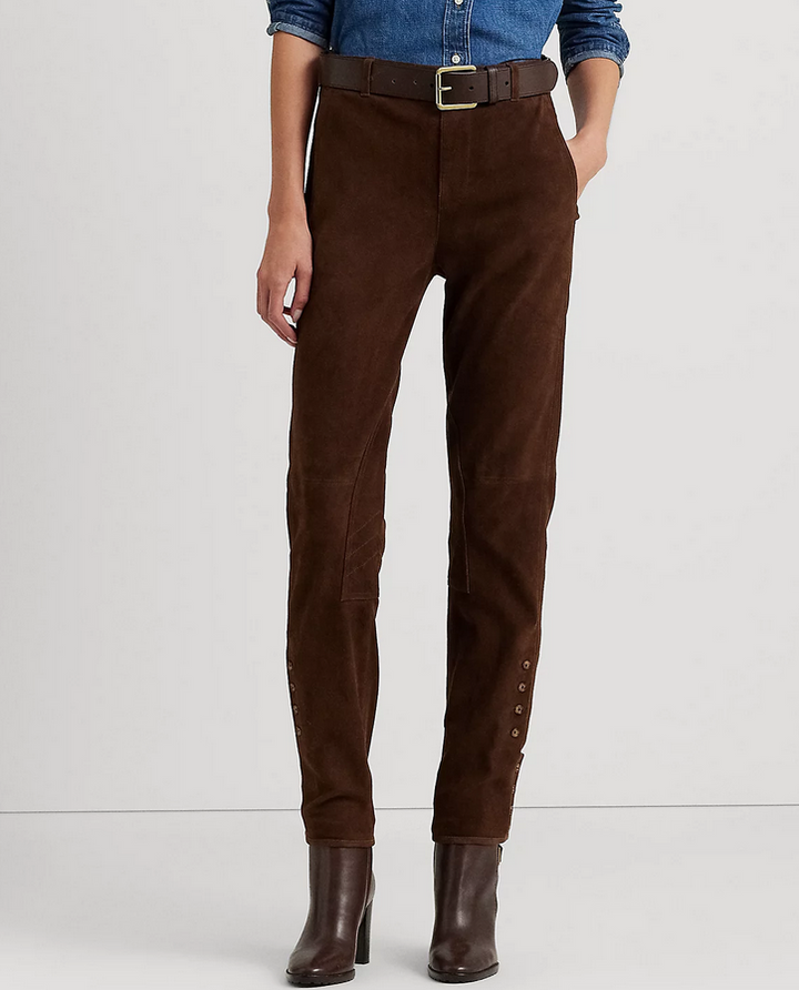 LAUREN RALPH LAUREN Straight-Leg Suede Pants