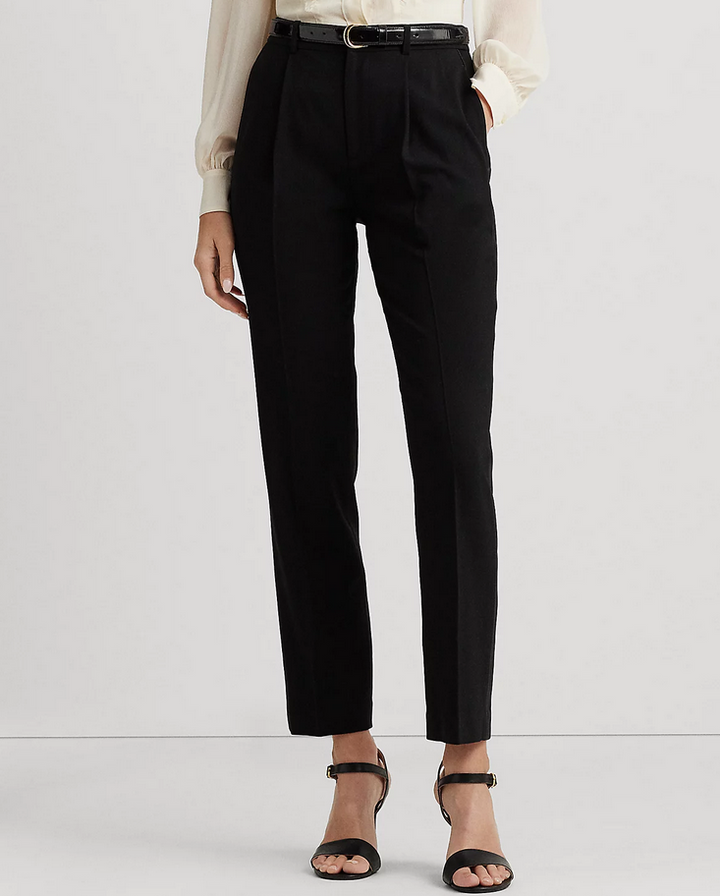 LAUREN RALPH LAUREN Satin-Stripe Wool Crepe Straight Pants