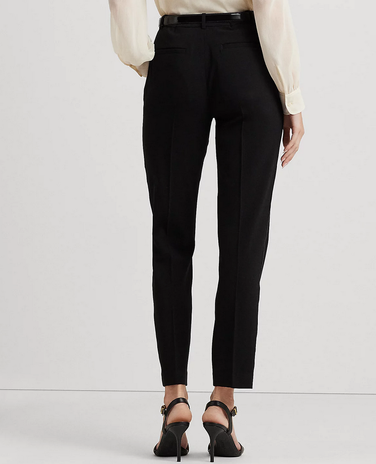 LAUREN RALPH LAUREN Satin-Stripe Wool Crepe Straight Pants