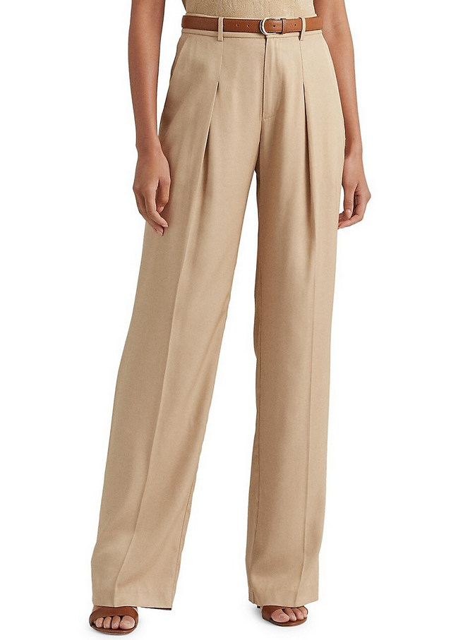 LAUREN RALPH LAUREN Pleated Twill Wide-Leg Pants