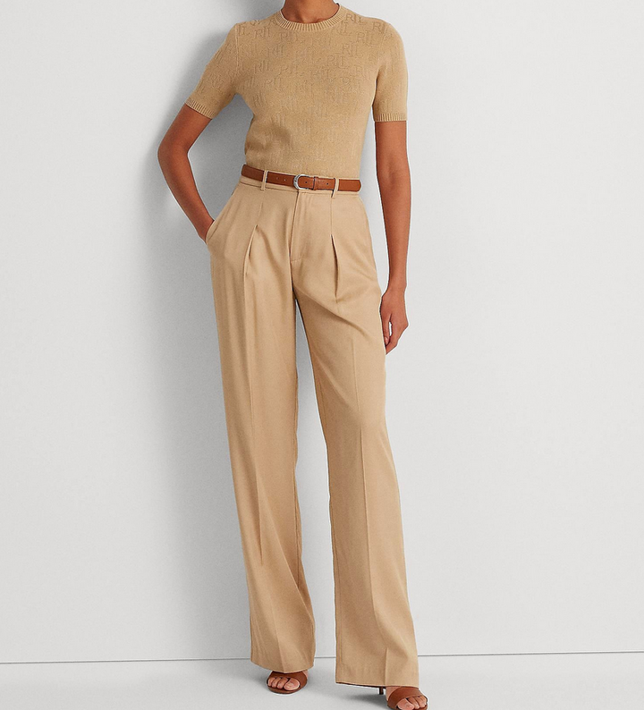 LAUREN RALPH LAUREN Pleated Twill Wide-Leg Pants