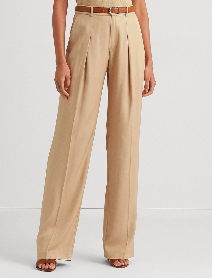 LAUREN RALPH LAUREN Pleated Twill Wide-Leg Pants