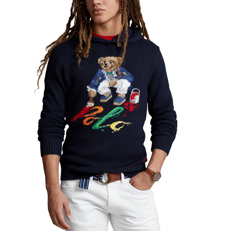 POLO Ralph Lauren MEN Cotton Polo Bear Knit Hooded Sweater