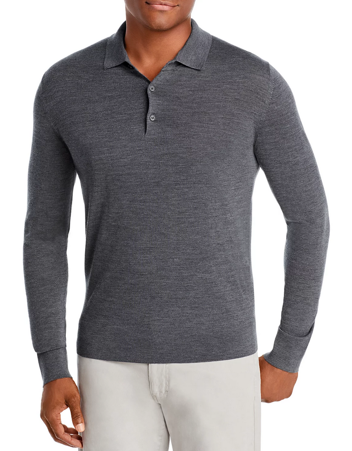 The Men's Store Long-Sleeve Knit Polo Sweater